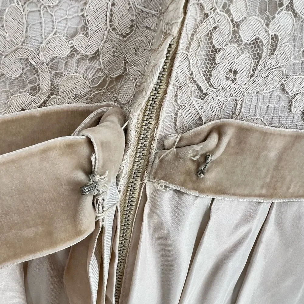 1950’s Harry Keiser Cream & Ivory Maxi Formal Party Dress Size XS - Picture 8 of 10